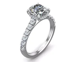 Round Cut French Pave Engagement Diamond Ring 3D print model