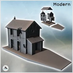 Small railway station with passenger platforms and annex with door (22) - Modern WW2 WW1 World War Diaroma Wargaming RPG Mini Hobby