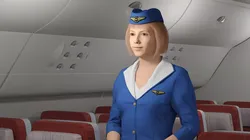 Airbus A380 800 Interior and Stewardess 3D model