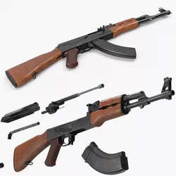 Assembling an AK 47 Rigged Animated for Cinema 4D 3D model