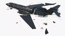 Business Jet Aircraft Wreckage Crashed Black 3D model
