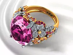 Cocktail Pink Diamond Flower Ring 3D print model