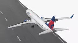 Commercial Airplane Delta Touching Down Animated Rigged 3D model