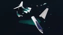 Crashed Business Jet in Ocean Surface 3D model