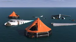 Crashed Jet Fuselage with Life Rafts 3D model