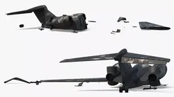 Crashed Private Jet Remains with Burn Marks 3D model