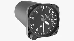 Cylindrical Aircraft Altimeter Mechanical Dial Black Rigged 3D model