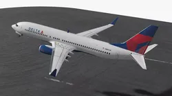 Delta Commercial Plane Ascending From Runway Animated Rigged 3D model