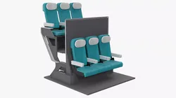 Double-Decker Aircraft Seat Structure Turquoise 3D model