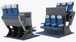 Double-Level Passenger Seating Blue 3D model