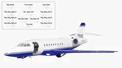 Falcon Business Jet Dassault 2000 Simplified Rigged for Maya 3D model
