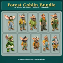 Forest Goblin Bundle - Stylized Kitbash High-Poly Character Pack 3D print model