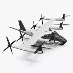 Futuristic eVTOL Aircraft with Urban Design Rigged for Cinema 4D 3D model