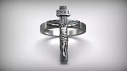 Jesus Christ Crucifix Cross Christian Catholic Ring 3D print model