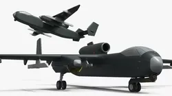 Jet Reconnaissance UAV with V-Tail Dark Green 3D model