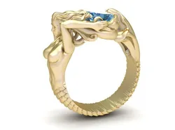 Luxury Mermaid Sculpted Ring with Blue Gemstone Design  191 3D print model