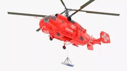 Medical Response Helicopter with Stretcher Red 3D model