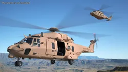 Military Transport Helicopter Desert Tan with Interior Rigged 3D model