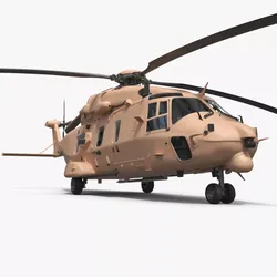 Military Transport Helicopter Tan with Interior Rigged for Maya 3D model