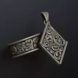 Ornamental Baroque Pendant Ring Collection 3D print model