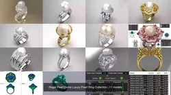 Regal Pearl Dome Luxury Pearl Ring Collection 3D Model Pack