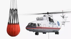 Russian EMERCOM Helicopter Mi-26 with Bambi Bucket Rigged 3D model