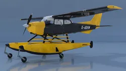 Seaplane with Pontoons Rigged for Cinema 4D 3D model