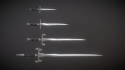 Silver Bladed weapons - Fantasy weapon set
