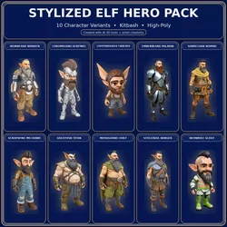 Stylized Elf Hero Pack - 10 Character Variants 3D print model