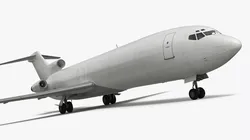 Trijet Passenger Aircraft on Gear White Rigged for Cinema 4D 3D model