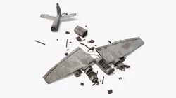 Twin Engine Bomber Wreckage Old 3D model