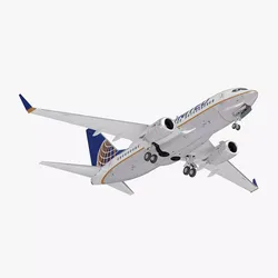 United Airlines Boeing 737-700 with Interior Rigged for Maya 3D model