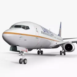 United Airlines Boeing 737 with Cockpit Rigged for Maya 3D model
