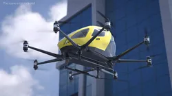 Urban Air Mobility Drone Vehicle Yellow 3D model