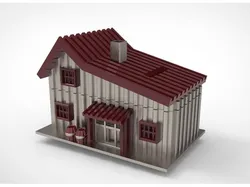 a wooden house coin bank