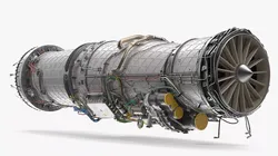 Advanced Fighter Aircraft Turbofan Engine Rigged 3D model
