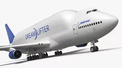 Boeing 747 Dreamlifter Cargo Aircraft White Blue 3D model