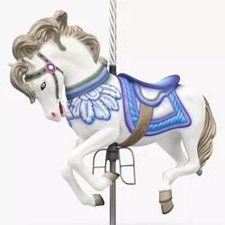 Carousel Galloping Blue Horse 3D model