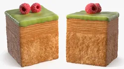 Cube Croissant Pastry with Raspberry Topping 3D model