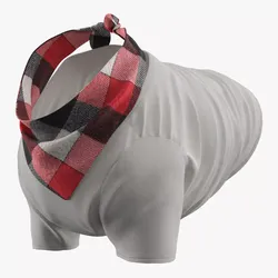 Dog Clothing Shirt with Plaid Bandana Red Black 3D model