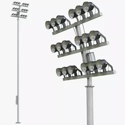 Football Field Lighting Mast 3D model