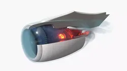 Gas Turbine Jet Engine with Airflow VDB Animated For Blender 3D model