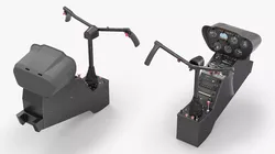 Helicopter Cockpit Console with Dual Cyclic Control Black 3D model