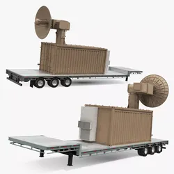 High Power Radar System on Flatbed Trailer 3D model