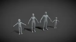 Human Body Base Mesh Family Pack 1000 Polygons