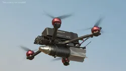 Kamikaze FPV Attack Drone with Rocket Grey Rigged for Cinema 4D 3D model