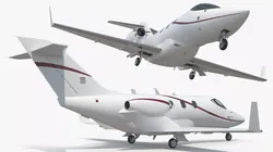 Light Business Jet Aircraft White Red 3D model