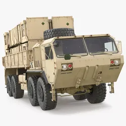 Military Cargo Truck with Air Defense Modules Desert 3D model