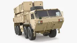 Military Cargo Truck with Air Defense Modules Desert 3D model
