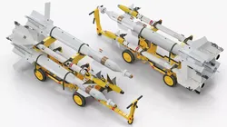 Missile Deck Cart with Training Missiles 3D model